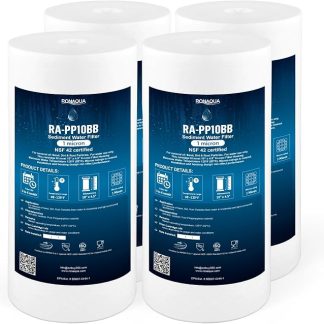 Фильтр для осадочной воды Big Blue, 1 микрон, картриджи Ronaqua 11,4 x 50,8 см, белый.