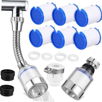 Wasserhahnfilter Satz und Kurzbrause mit 6 Filtereinsätzen für Haushalt