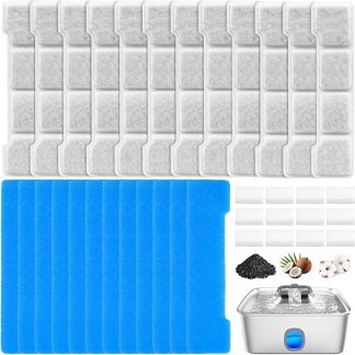 12 Упаковка Katzenbrunnen Filter for Sibays 15L Hunde Trinkbrunnen Edelstahl SIFS76DE, вкл. 12 Stück Filter Trinkbrunnen Katzen & 12 Vorgefilterter Schwämme & 12 Schwämme für Pumpe