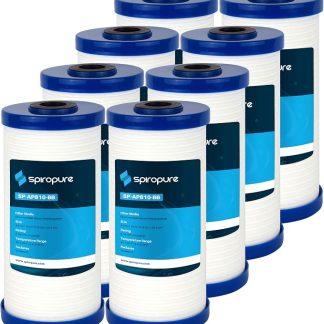 Сменный фильтр SpiroPure для осадочного фильтра 3M Aqua-Pure AP810 5618902 из полипропилена с канавками 10x4,5 дюйма, размер пор 5 микрон (упаковка из 8 шт.)
